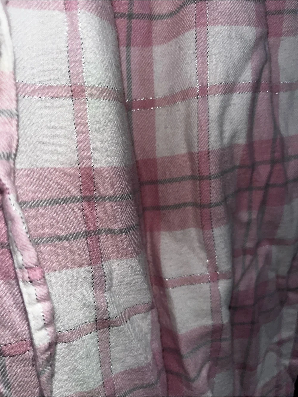 Liz Claiborne Pink, White, & Grey Plaid Silk-Trim Pajama Set